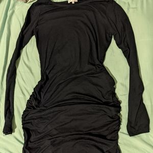 Long navy blue bodycon dress